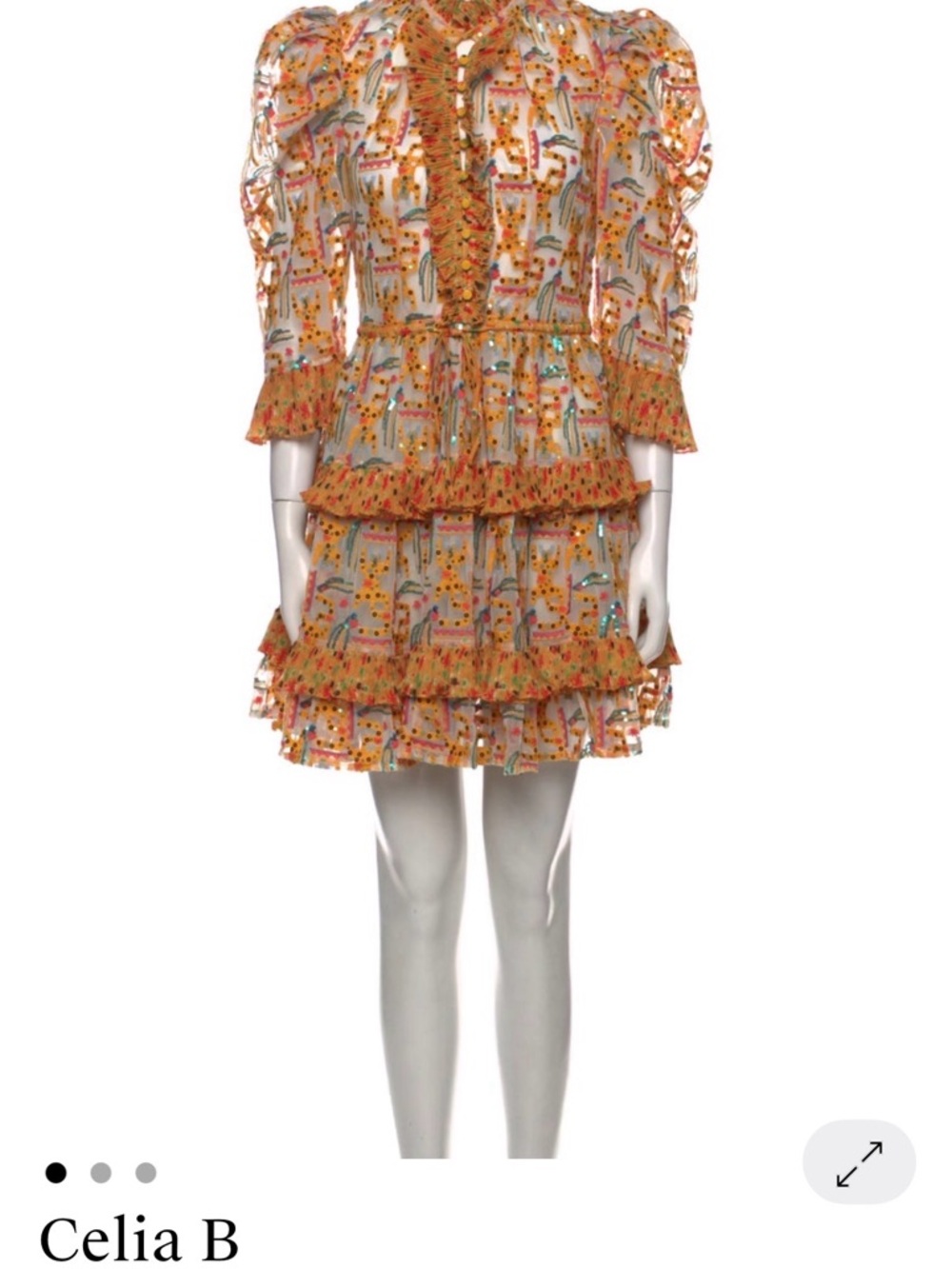 CeliaB - NWT Yellow Floral Ruffled Mini Dress w/ sequins - Party dress!